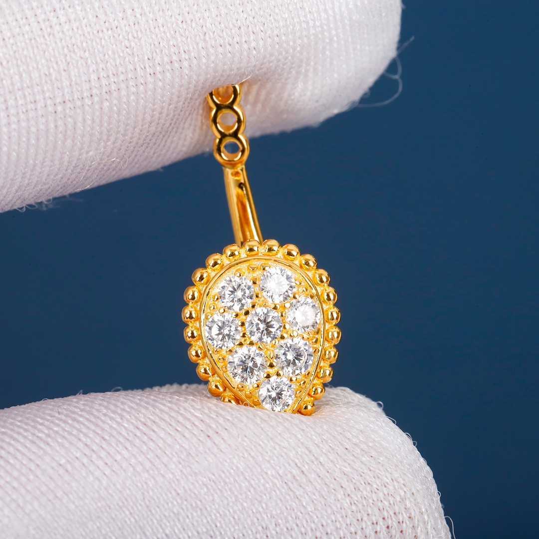 Hot Brand Pure 925 Sterling Silver Earrings Gold Color Water Drop Full Diamond Stud Earrings White Gold Two Wear Design Fine