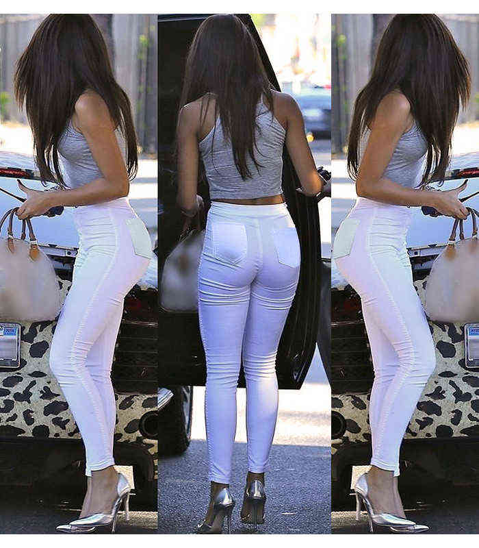 1888 Youaxon Women`s High Waist White Basic Casual Fashion Stretch Skinny Denim Jean Pants Trousers Jeans For Women 211112