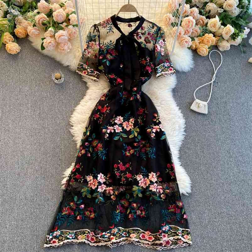 Women Fashion Contrast Bow Round Neck Short Sleeve Slim Embroidery Flower A-line Dress Elegant Vestidos De Mujer R322 210701, Black
Women Fashion Contrast Bow Round Neck Short Sleeve Slim Embroidery Flower A-line Dress Elegant Vestidos De Mujer R322 210701, Black