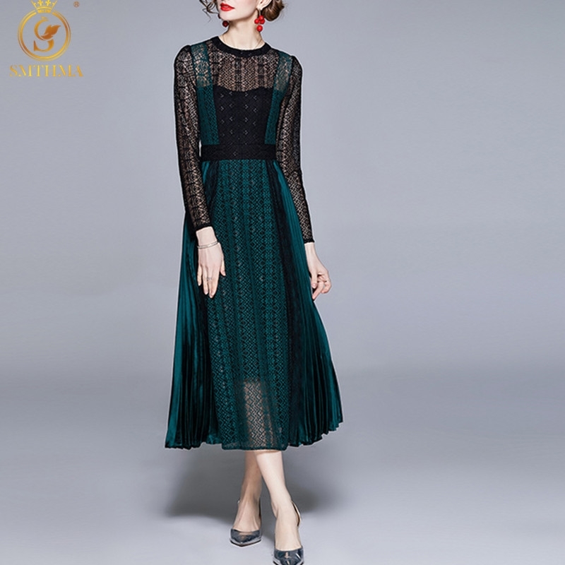 Spring Fashion Runway Lace Hollow Out Dress Women Long Sleeve Patchwork Pleated Elegant Midi Vintage Vestidos 210520, Photo color
Spring Fashion Runway Lace Hollow Out Dress Women Long Sleeve Patchwork Pleated Elegant Midi Vintage Vestidos 210520, Photo color
