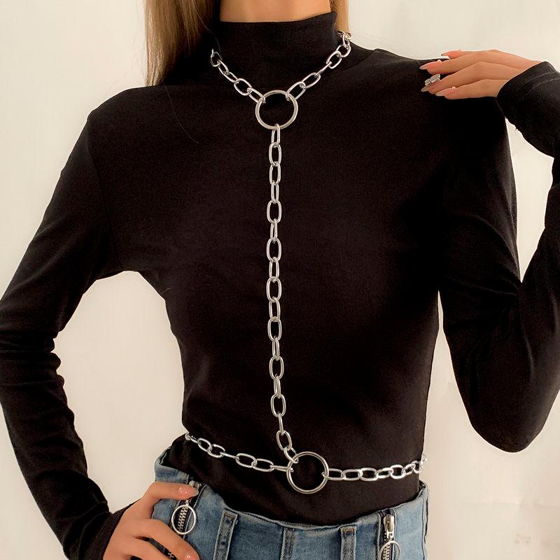 Sexy Multilayers Rhinestone Body Chain Necklace Jewelry For Women Simple Waist Long Accessories Chains