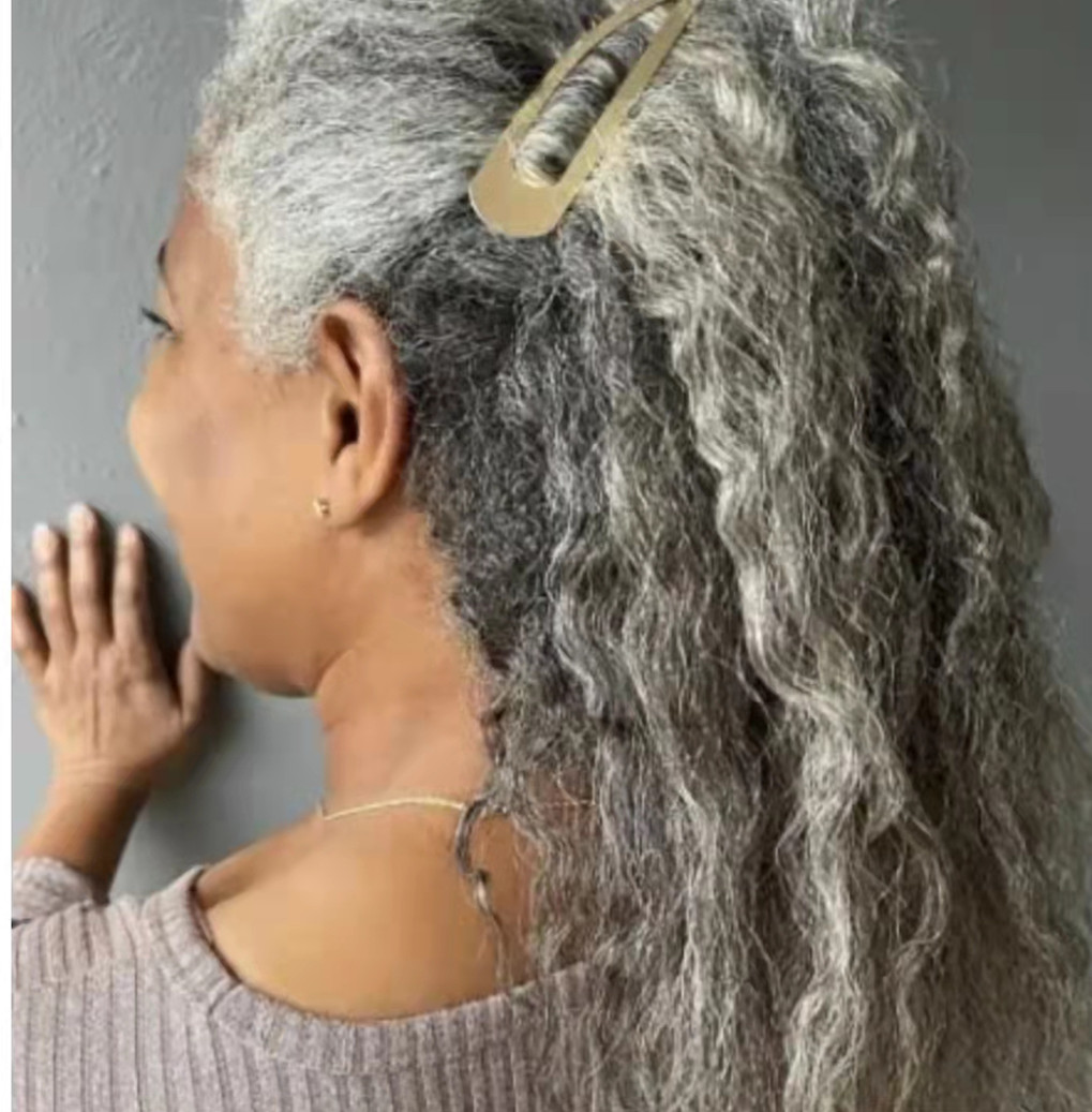 Wavy curly gray ponytail hair extension grey ribbon wrap around human pony tail salt and pepper hot fashion on sale 120g 1pcs