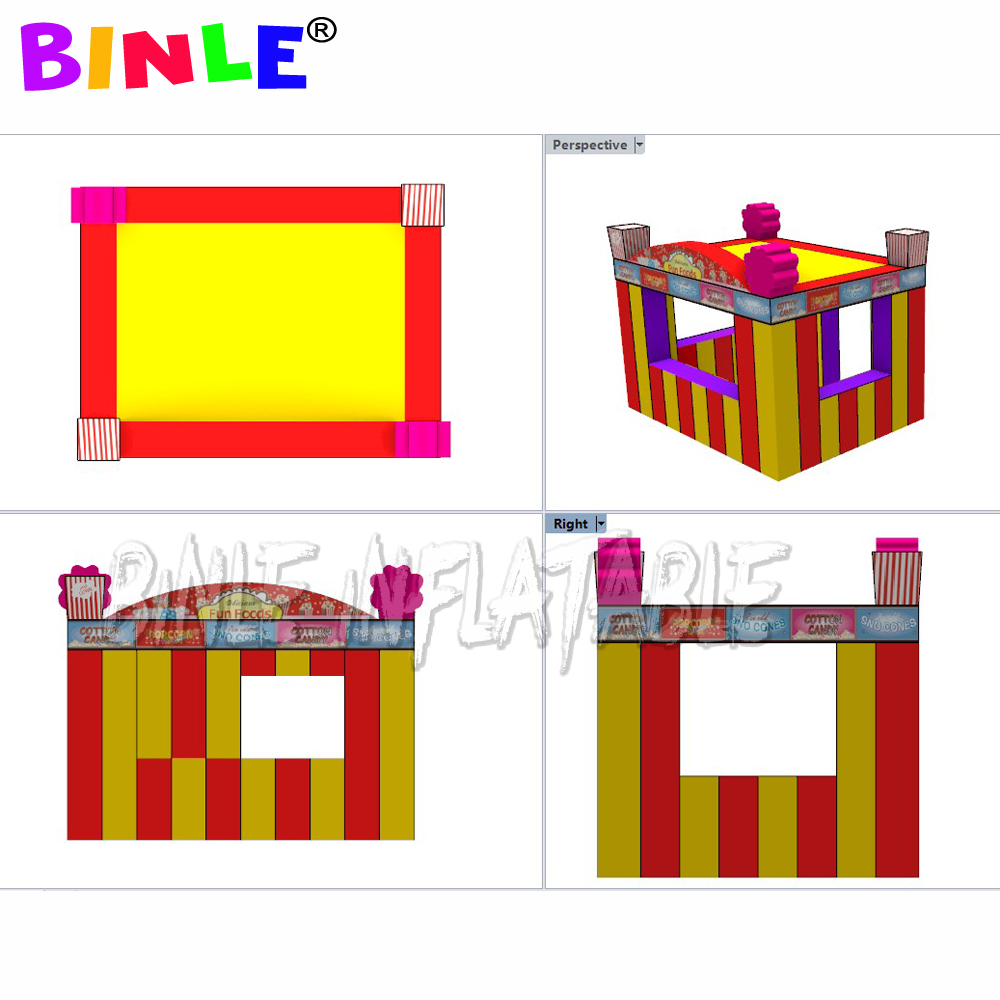 Oxford 3meters inflatable carnival treat shop with foldable curtain concession stand fast food cabin booth ticket stall