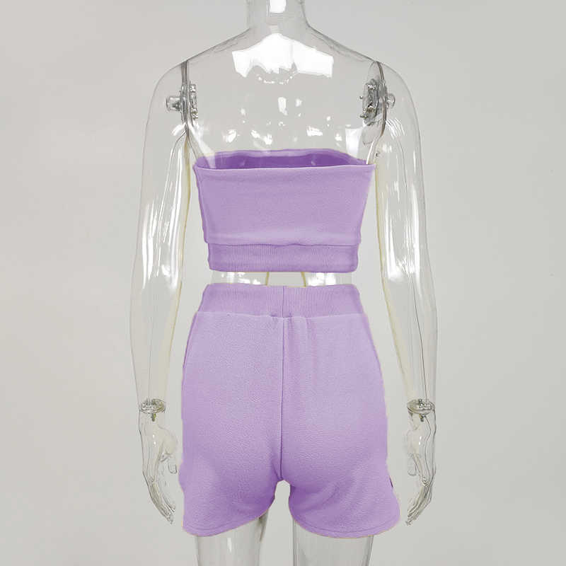 Colysmo Purple Loungewear Set Sexy Two Pieces Summer Outfits For Women Casual Outfit 2 Piece Tight Short s Blue Pink 210527