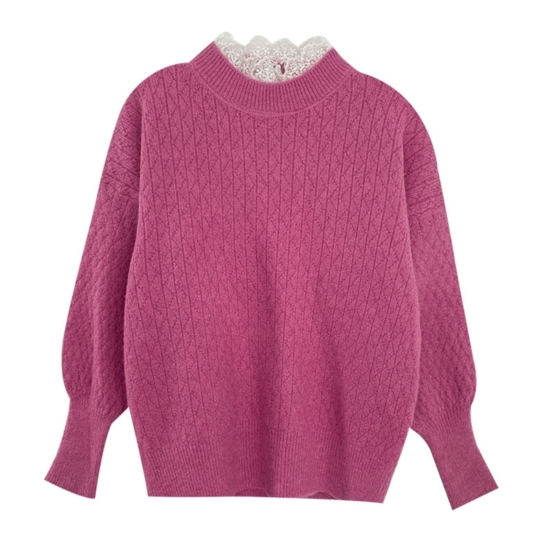 Women Sweet Patchwork Lace Sweater Spring Autumn Long Sleeve Korean Pullover Tops Ladies Loose Knitted Sweaters 210525
Women Sweet Patchwork Lace Sweater Spring Autumn Long Sleeve Korean Pullover Tops Ladies Loose Knitted Sweaters 210525