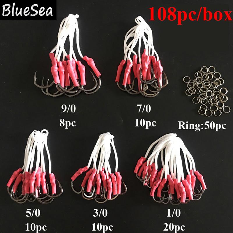 BlueSea 108pcs/box 10827 Stainless Steel Assist Hooks Jig Fish Jigging Bait With PE Line Split Ring For Sea Fishing
BlueSea 108pcs/box 10827 Stainless Steel Assist Hooks Jig Fish Jigging Bait With PE Line Split Ring For Sea Fishing