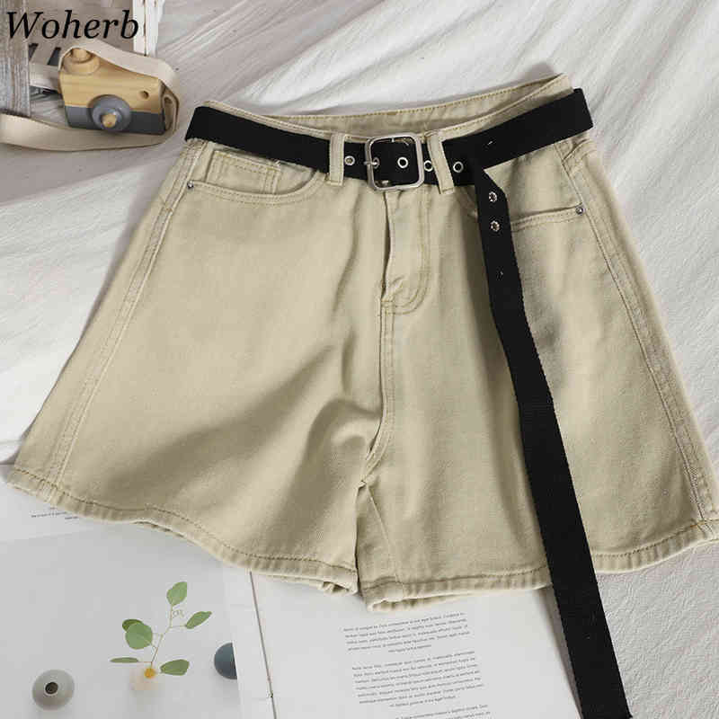 Summer High Waist Denim Shorts Women Casual Loose Ladies Fashion All Match Wide Leg Short Jeans Female 210519