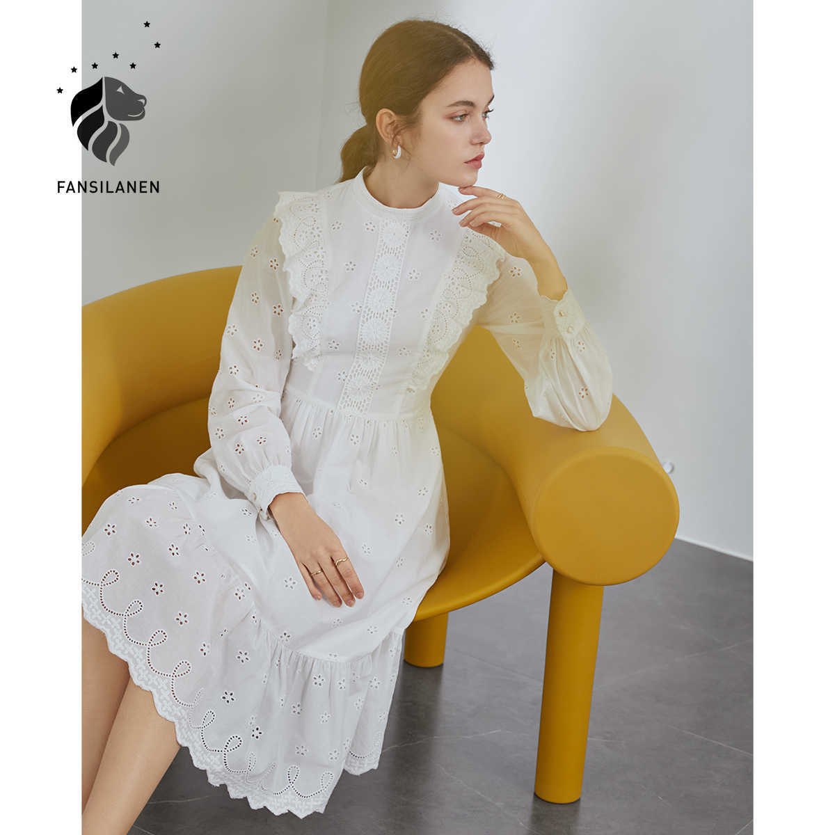 FANSILANEN Floral embroidery long white lace dress Women sleeve ruffle elegant spring Female vintage beach es 210607
FANSILANEN Floral embroidery long white lace dress Women sleeve ruffle elegant spring Female vintage beach es 210607