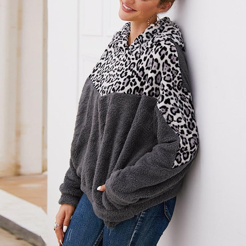 Women's Hoodies & Sweatshirts Fall Winter Plush Casual Leopard Print Stitching Hooded Pocket Warm Outwear, Black
Women's Hoodies & Sweatshirts Fall Winter Plush Casual Leopard Print Stitching Hooded Pocket Warm Outwear, Black