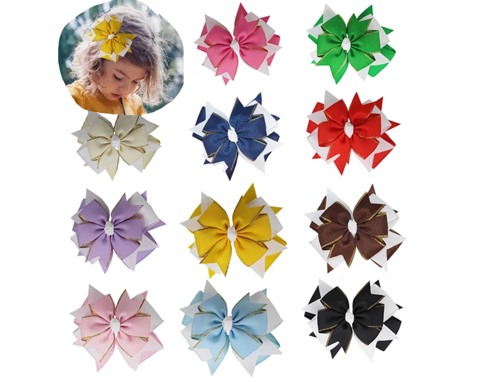 10pcs 4.5inch Gold edge Multilevel ribbon hair bows layered headwears classic girl school Headwear
10pcs 4.5inch Gold edge Multilevel ribbon hair bows layered headwears classic girl school Headwear