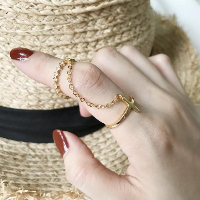 Sterling Silver Ring With Zircon Gold Fashion Cross Shiny 2 Rings Trend Female Hand Jewelry Cluster
Sterling Silver Ring With Zircon Gold Fashion Cross Shiny 2 Rings Trend Female Hand Jewelry Cluster