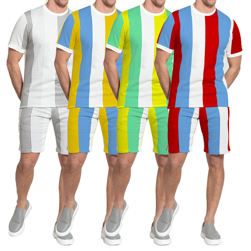 Tracksuits Summer T-Shirt Pants Set Casual Stripe Fitness Jogger T Shirt Hip Hop Fashion Men's Tracksuit 2-Piece Sets, Red blue white
Tracksuits Summer T-Shirt Pants Set Casual Stripe Fitness Jogger T Shirt Hip Hop Fashion Men's Tracksuit 2-Piece Sets, Red blue white