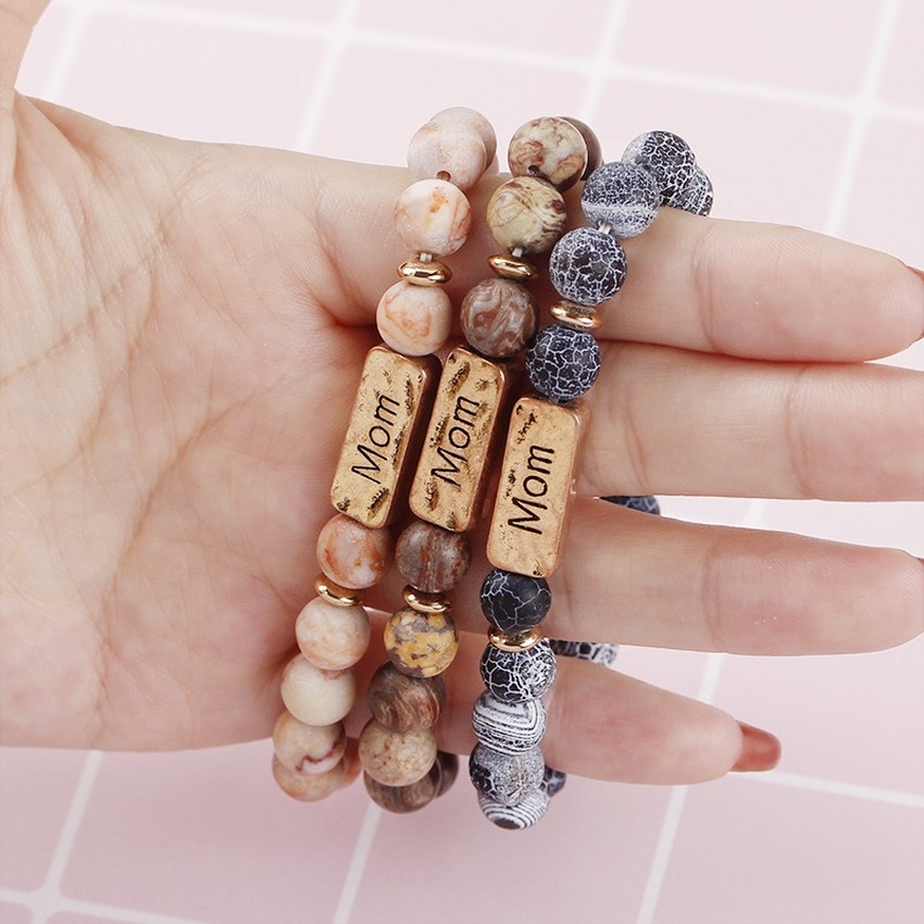 Mom Charm Natural stone Strands Bracelets weathered beaded stretch bracelet wrist bands women men fashion jewelry will and sandy, Black
Mom Charm Natural stone Strands Bracelets weathered beaded stretch bracelet wrist bands women men fashion jewelry will and sandy, Black