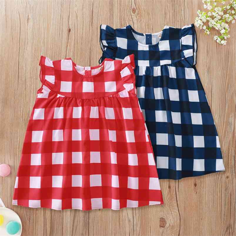Summer Arrivals Girls Cute Dress Sleeveless O Neck Plaid Red Blue Girl Streetwear 6M-5T 210629
Summer Arrivals Girls Cute Dress Sleeveless O Neck Plaid Red Blue Girl Streetwear 6M-5T 210629