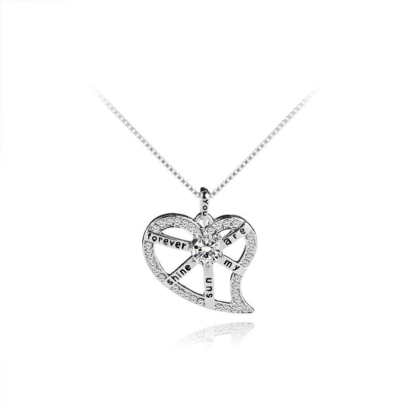 Heart Shape Necklaces Women You Are My Sun Shine Forever Necklace Gift For Wife Birthday Jewelry Lovers Girlfriend Hollow Collar Chains, Silver
Heart Shape Necklaces Women You Are My Sun Shine Forever Necklace Gift For Wife Birthday Jewelry Lovers Girlfriend Hollow Collar Chains, Silver