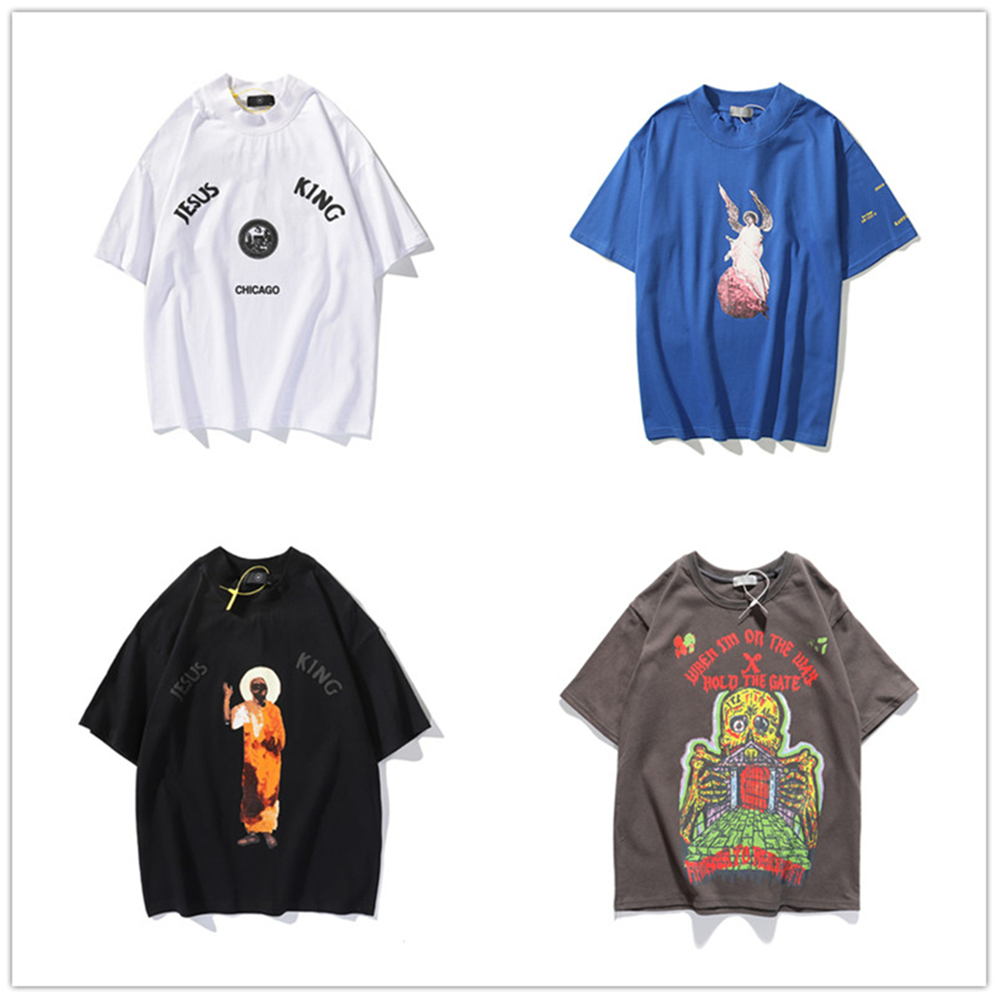 kanye men's T-shirt women's short-sleeved high-quality summer t shirt I am King Jesus letter print hip-hop style clothes, 1pcs button
kanye men's T-shirt women's short-sleeved high-quality summer t shirt I am King Jesus letter print hip-hop style clothes, 1pcs button