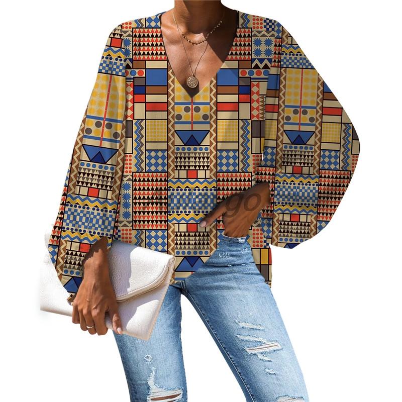Women' Blouses & Shirts African Tradition Print Women Chiffon Blouse Deep V-neck Sexy Girls Tops Afro Style Female Loose Plus Size Camisa M, Black
Women' Blouses & Shirts African Tradition Print Women Chiffon Blouse Deep V-neck Sexy Girls Tops Afro Style Female Loose Plus Size Camisa M, Black