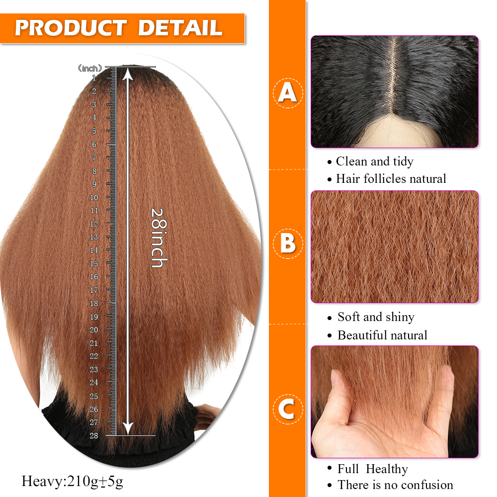 wigs 28 inch Afro Kinky Straight Synthetic Lace Front Wig Frontal Wigs For Black Women NatureHigh Resistant Material hair