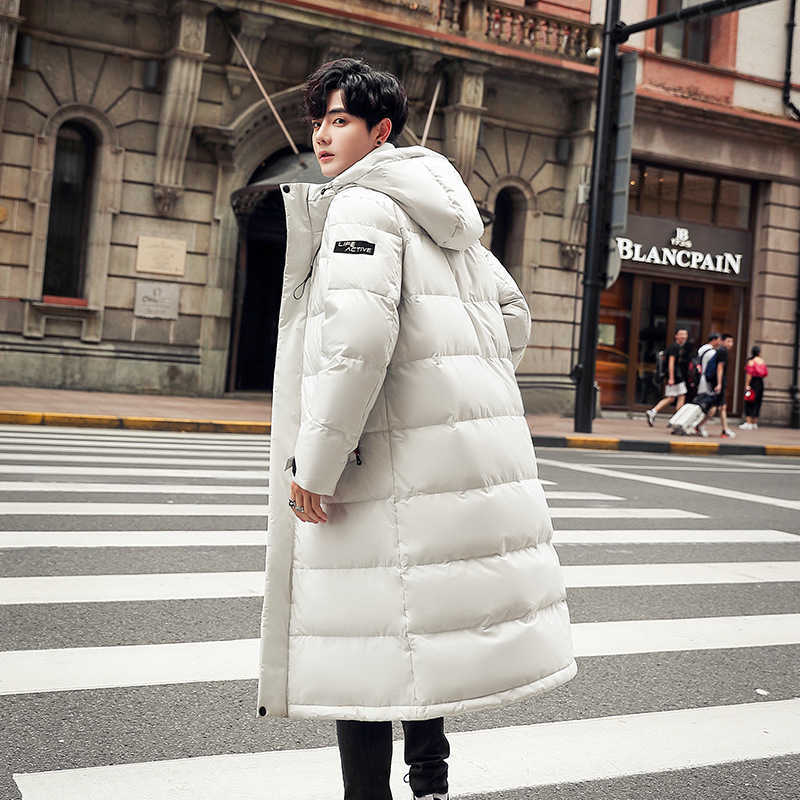 Men Down Jacket Long Parka Coat 80% White Duck Down Coat Men Winter Outwear White Jacket Hooded Overcoat Mens Fashion 211011