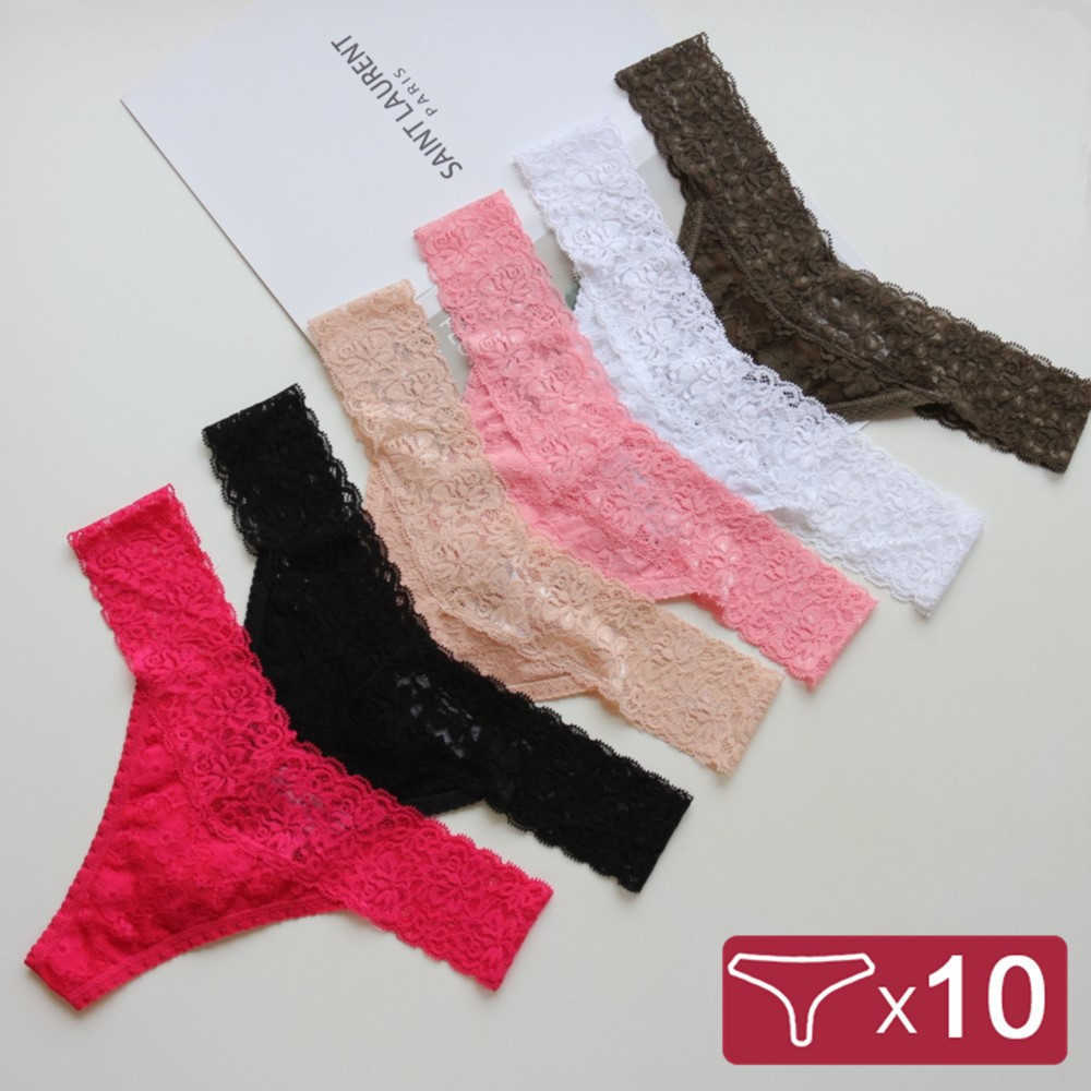 10 Pcs/Lot Voplidia T-back Women VS Panties Sexy Lace Underwear Thongs and G strings Female Seamless Lace Lingerie Underwear 035 211021