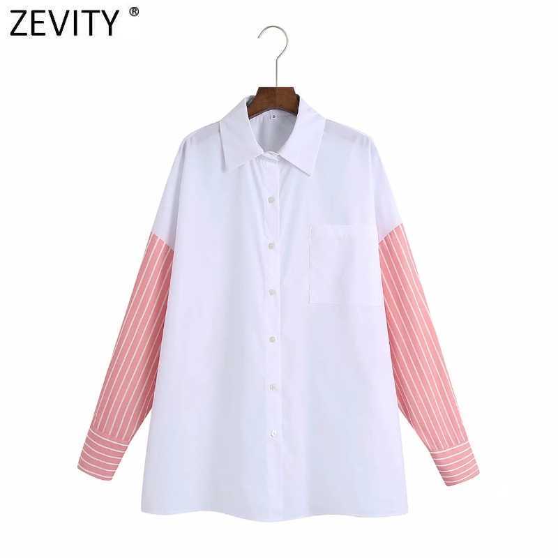 Zevity Women Fashion Striped Sleeve Patchwork White Smock Blouse Office Lady Pocket Patch Shirt Chic Business Blusas Tops LS9356 210603, As pic ls9356cbrl
Zevity Women Fashion Striped Sleeve Patchwork White Smock Blouse Office Lady Pocket Patch Shirt Chic Business Blusas Tops LS9356 210603, As pic ls9356cbrl