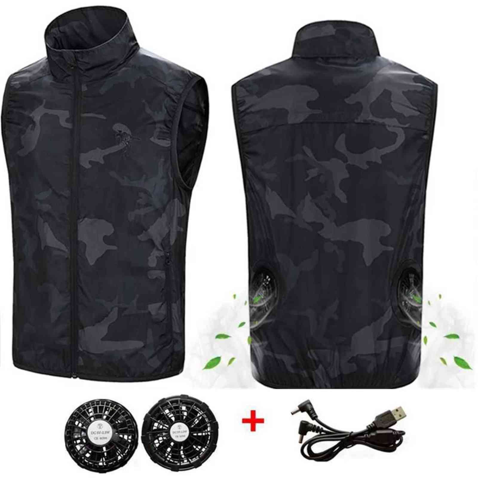 Men Summer Camouflage Air Conditioning Clothing Fan Cooling Vest USB Charging Cooling sport man vest Outdoor Cooling 211111