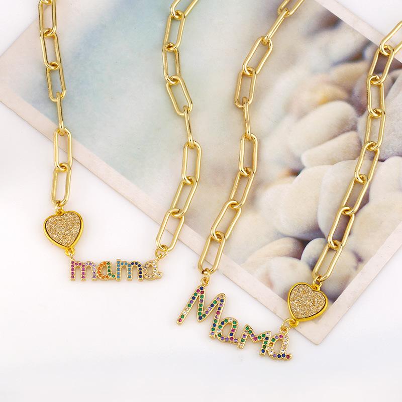 Chains MAMA Love Heart Necklace With Fancy Color Diamond Letter Thick Chain Clavicle Mother's Day Gift, Silver
Chains MAMA Love Heart Necklace With Fancy Color Diamond Letter Thick Chain Clavicle Mother's Day Gift, Silver