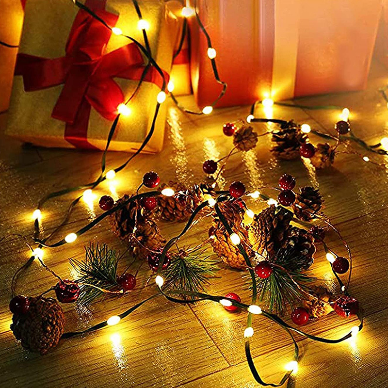76ft 200leds Outdoor Christmas String Lights Fairy Light 8 Modes Green Wire LED Strings Waterproof Twinkle Lighting Warm White Mulit color 24V