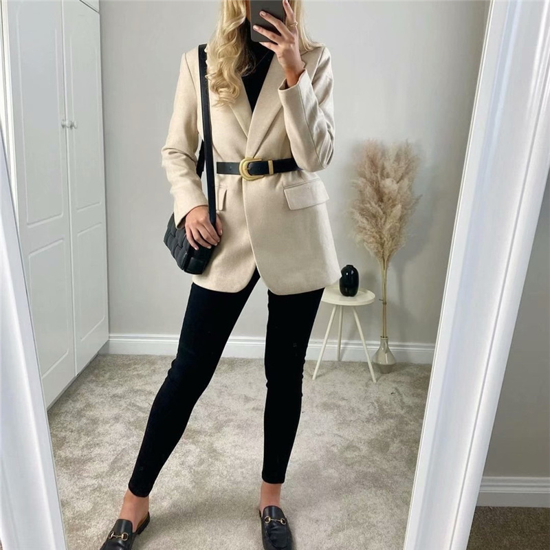 Casual Woman Loose Blazers Spring Sweet Ladies Button Oversized Outwear Female Chic Streetwear 210515