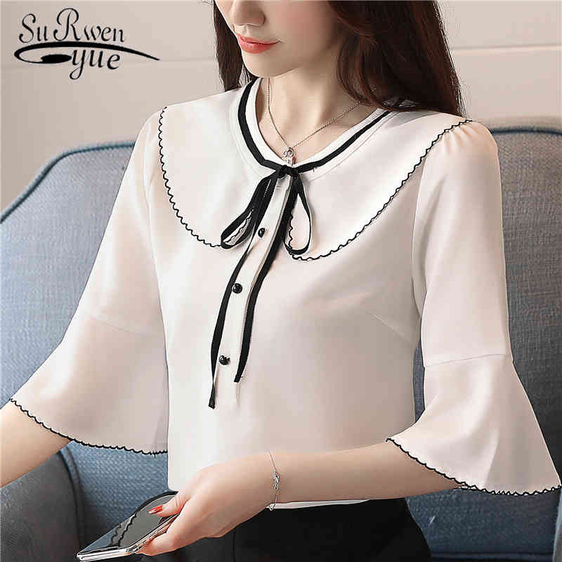 summer flare-sleeved women blouse shirt bow sweet casual 's clothing solid white tops female blouses 0218 40 210521
summer flare-sleeved women blouse shirt bow sweet casual 's clothing solid white tops female blouses 0218 40 210521