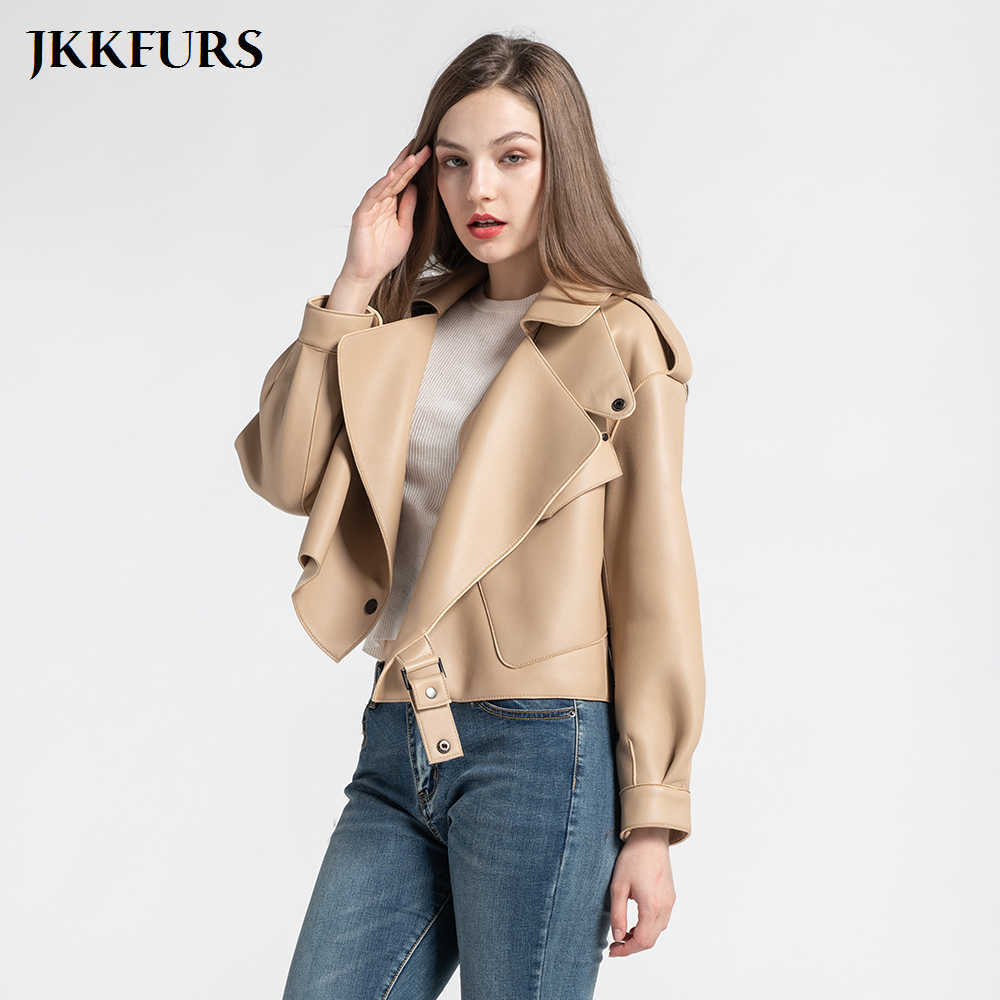 18 Colours Women's Genuine Leather Jacket Fashion Many Colors Leather Bomber Coat Lady Sheepskin Outerwear S7547 210923