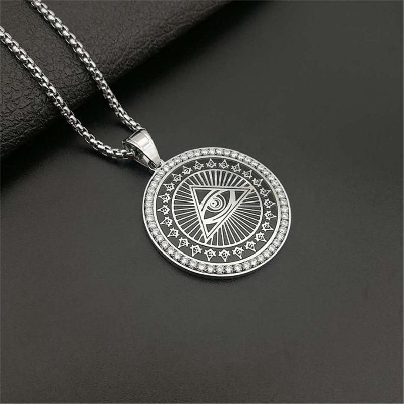Pendant Necklaces Drop Hip Hop Stainless Steel All Seeing Eye Of Providence Pendants For WomenMen Iced Out Masonic Jewelry