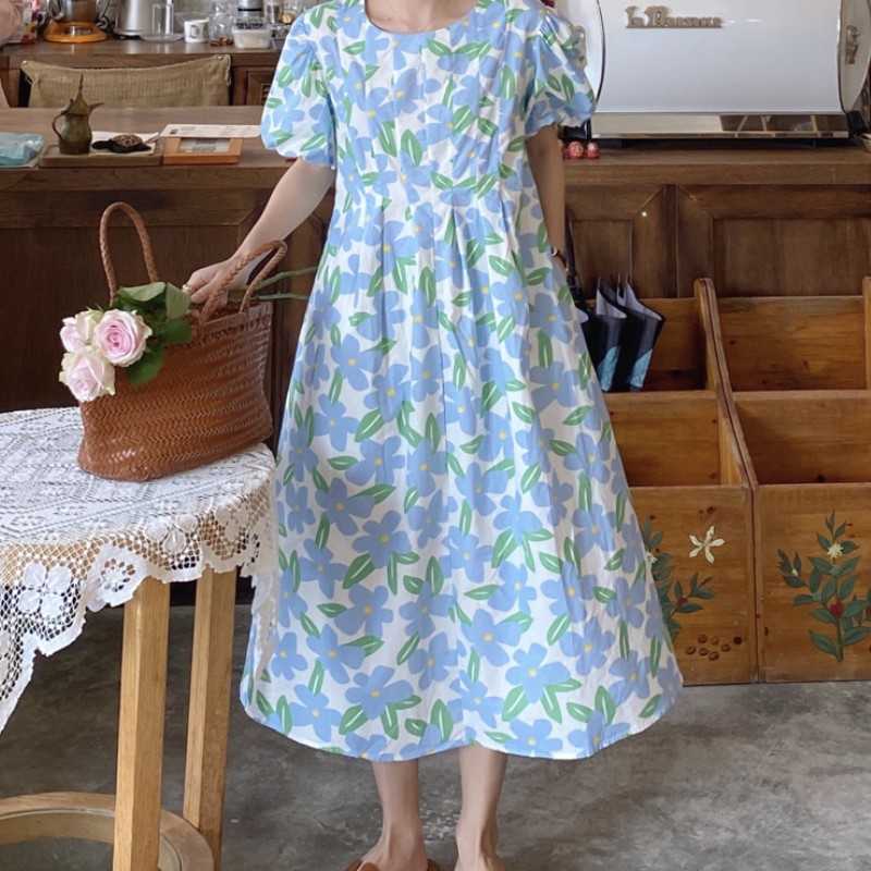Women Summer Vintage Blue Floral Long Dress High Waist Puff Sleeve Pullover Casual Loose Dresses Woman Clothing 210526, Photo color
Women Summer Vintage Blue Floral Long Dress High Waist Puff Sleeve Pullover Casual Loose Dresses Woman Clothing 210526, Photo color
