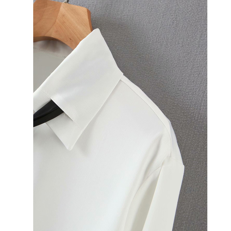 Pearl Buckle Bow Tie Long Sleeve Shirt: Korean Fashion White Summer Sweet Top