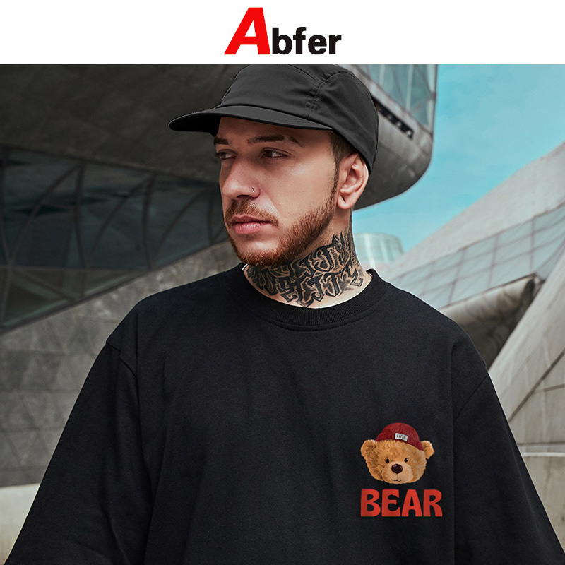 Abfer Western Style Retro T Shirt Men Cartoon Bear Printed Graphic T Shirts Oversized Hip Hop Anime Aesthetic Tshirts Tops Tee 220224