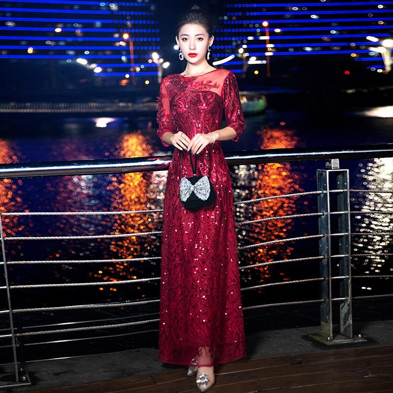 Ethnic Clothing Elegant O-Neck Slim Formal Party Dress Women Appliques Trim Exquisite Banquet Gown Luxury Sequined Long A-Line Dresses
Ethnic Clothing Elegant O-Neck Slim Formal Party Dress Women Appliques Trim Exquisite Banquet Gown Luxury Sequined Long A-Line Dresses
