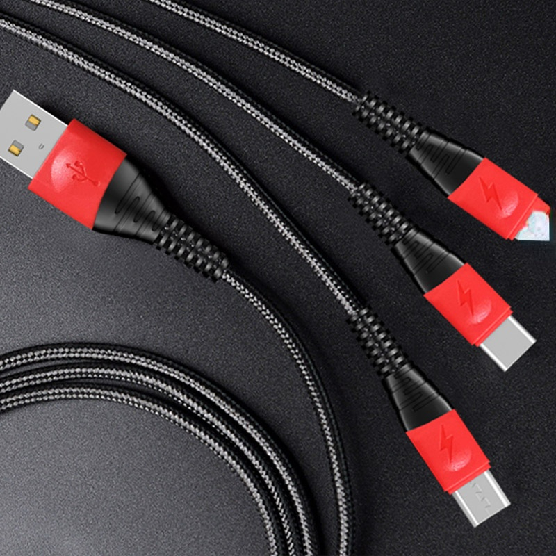 4ft 1.2m 2A Fast Charge Cable Micro 8 Pin Type C 3 in 1 Multi Phone Charger Cable(The logistics price Pls Contact us)
