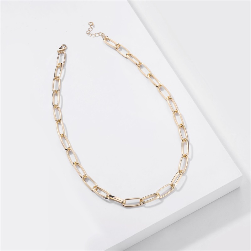 Bohemian Paperclip Chain Women Necklace Rectangle Link Hera Choker Collar Stainless Steel Gold silver Color1 604 Q2