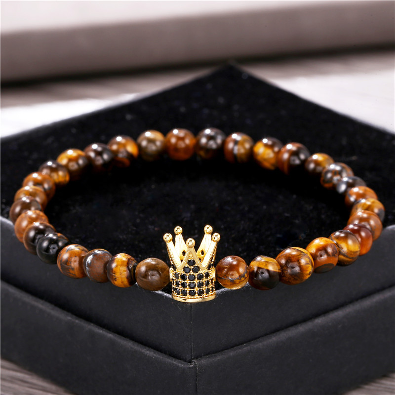 6mm Tiger Eye Stone Beads Bracelet s/set Crown Men Bracelets For Women Copper ball Armband Pulsera Hombre Pulseiras Masculina, Black
6mm Tiger Eye Stone Beads Bracelet s/set Crown Men Bracelets For Women Copper ball Armband Pulsera Hombre Pulseiras Masculina, Black