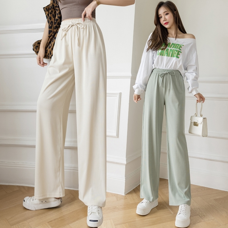 High Quality Spring Summer Wide Leg Pants Women Waist Loose Casual Long Stacked Silk Women' Ice Trousers 210603, Gray
High Quality Spring Summer Wide Leg Pants Women Waist Loose Casual Long Stacked Silk Women' Ice Trousers 210603, Gray