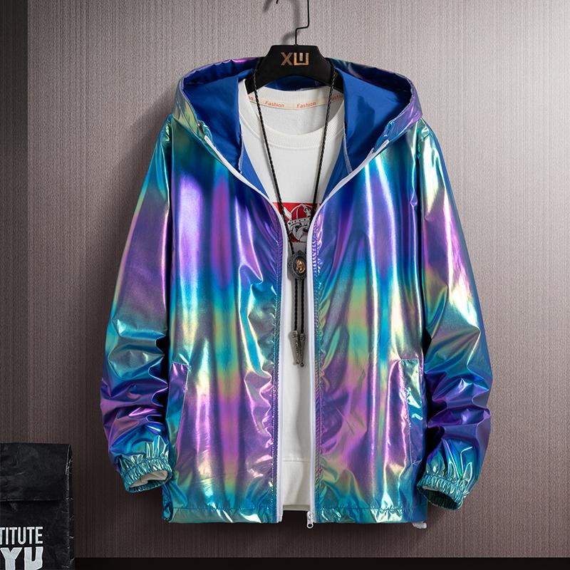 Men's Jackets Oversized Glossy Bomber Jacket Men Summer Shiny Sun Protection Clothing Fashion Street Waterproof Windbreaker Outerwear Male 7