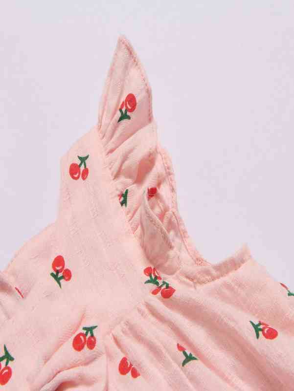 Baby Cherry Print Ruffle Trim Top & Shorts & Hair Band SHE