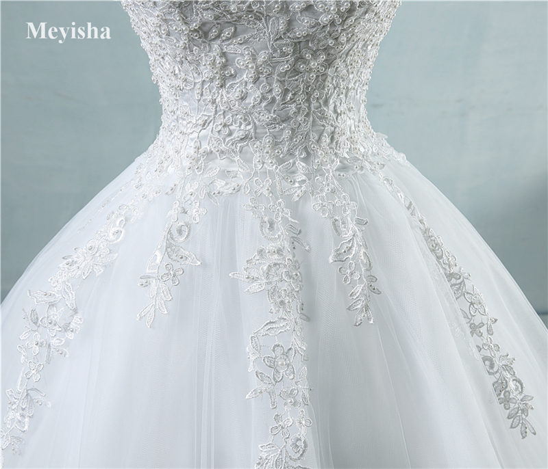 ZJ9076 White Ivory Pearls Sweetheart Bride Dresses Wedding Gown Princess Girl lace for Women Boho formal plus size 2-26W