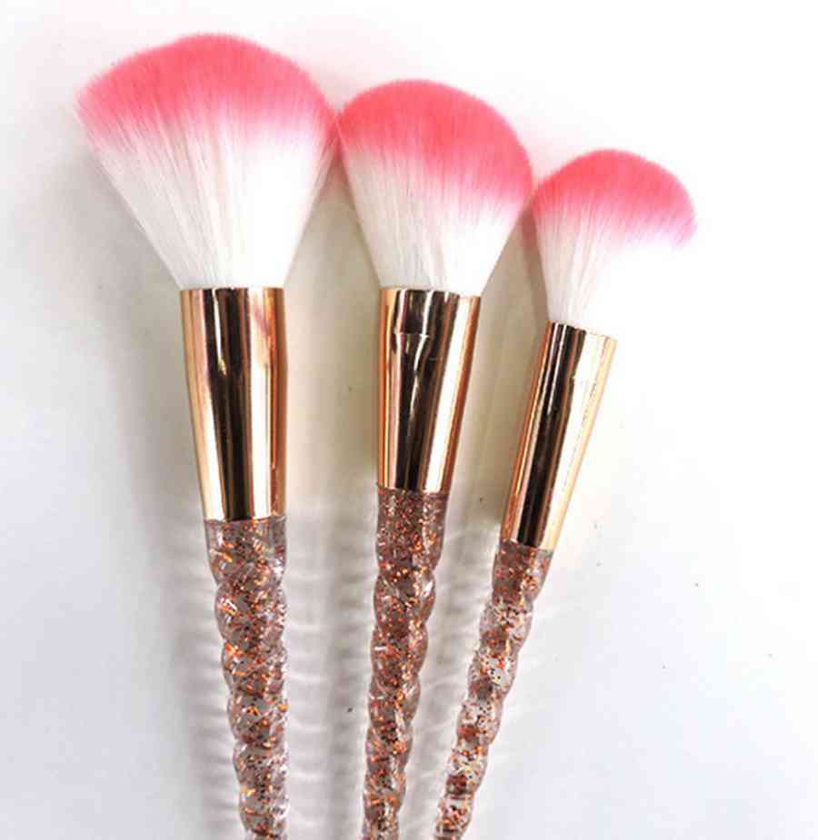 100sets 8pcs/set Crystal Unicorn Brush Makeup Brush Set Eyebrow Brush Rose Golden Portable Brushes Brocha De Maquillaje