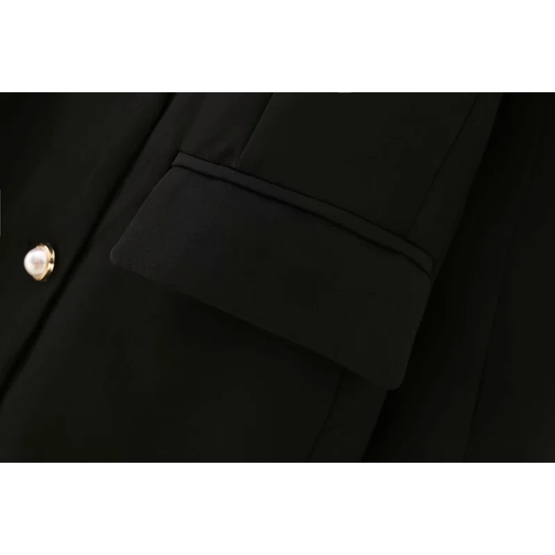 women vintage black slim blazers fashion ladies elegant double breasted long suits jackets female chic suit girls cute 210430
