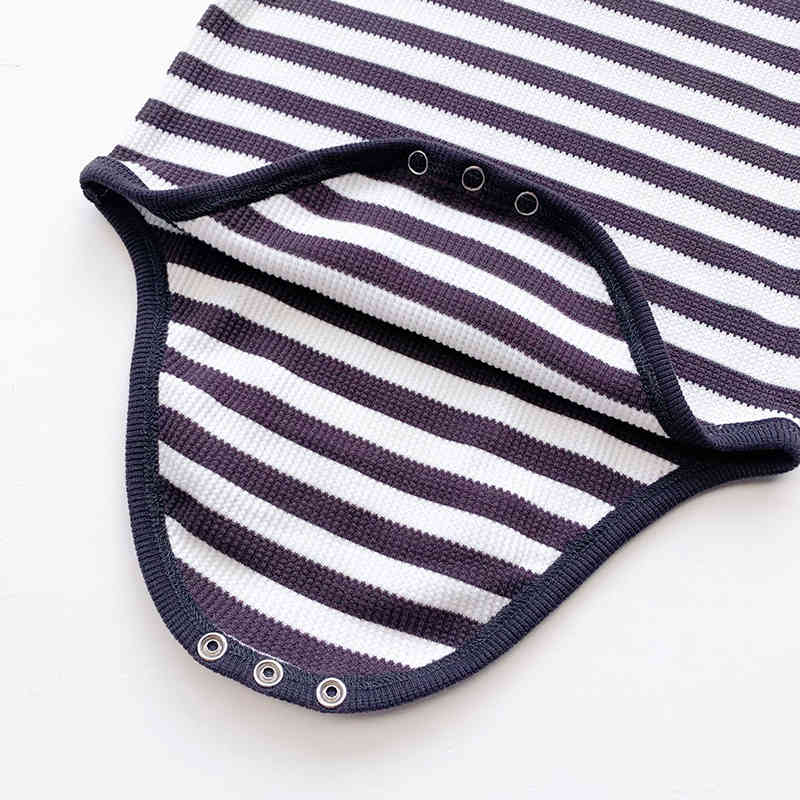 Autumn Winter born Infant Baby Boys Girls Stripe Rompers + Hat Clothing Kids Boy Girl Long Sleeve Clothes 210429