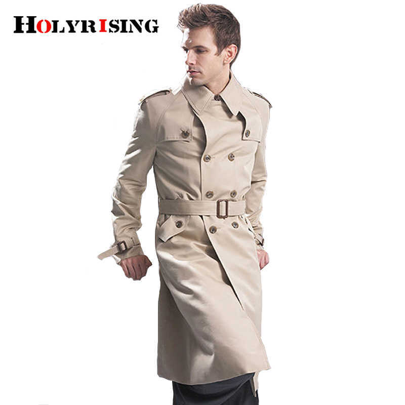 Trench Coat Men Classic Double Breasted Mens Long Clothing Jackets & s British Style Overcoat S-6XL size 210819