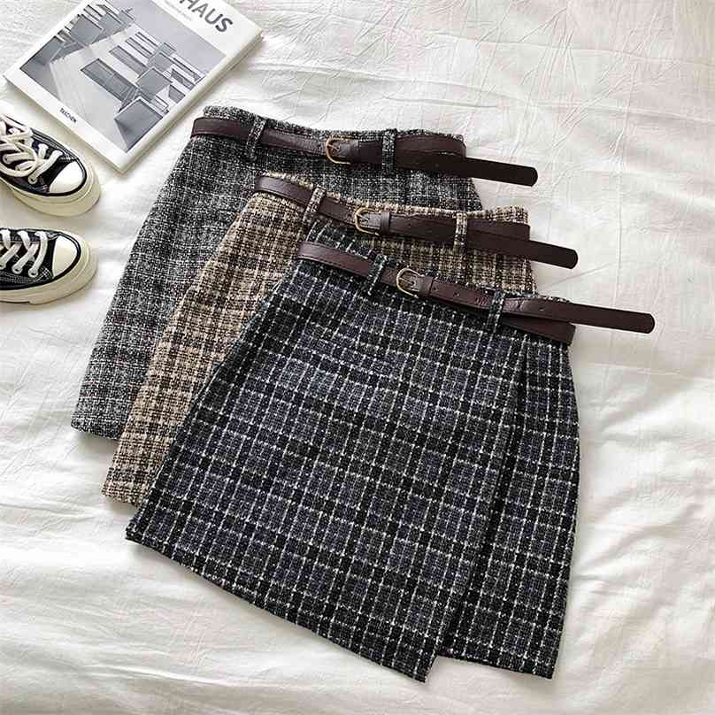 Korean Irregular Lady Skirt Female Autumn Sweet High Waist A-line Mini Vintage Casual Women Plaid Chic Sashes 210629, Khaki
Korean Irregular Lady Skirt Female Autumn Sweet High Waist A-line Mini Vintage Casual Women Plaid Chic Sashes 210629, Khaki