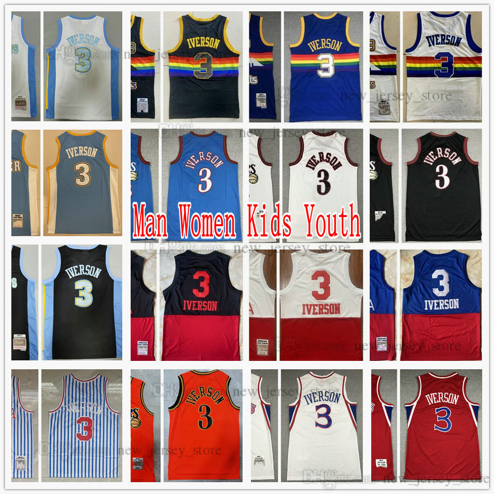 Youth Kids Women Skirt Mitchell and Ness Allen 3 Iverson Basketball Jerseys Stitched 2006-07 Black Retro White Red 1996-1997-1998 Blue 1990-00 Jersey от DHgate WW
