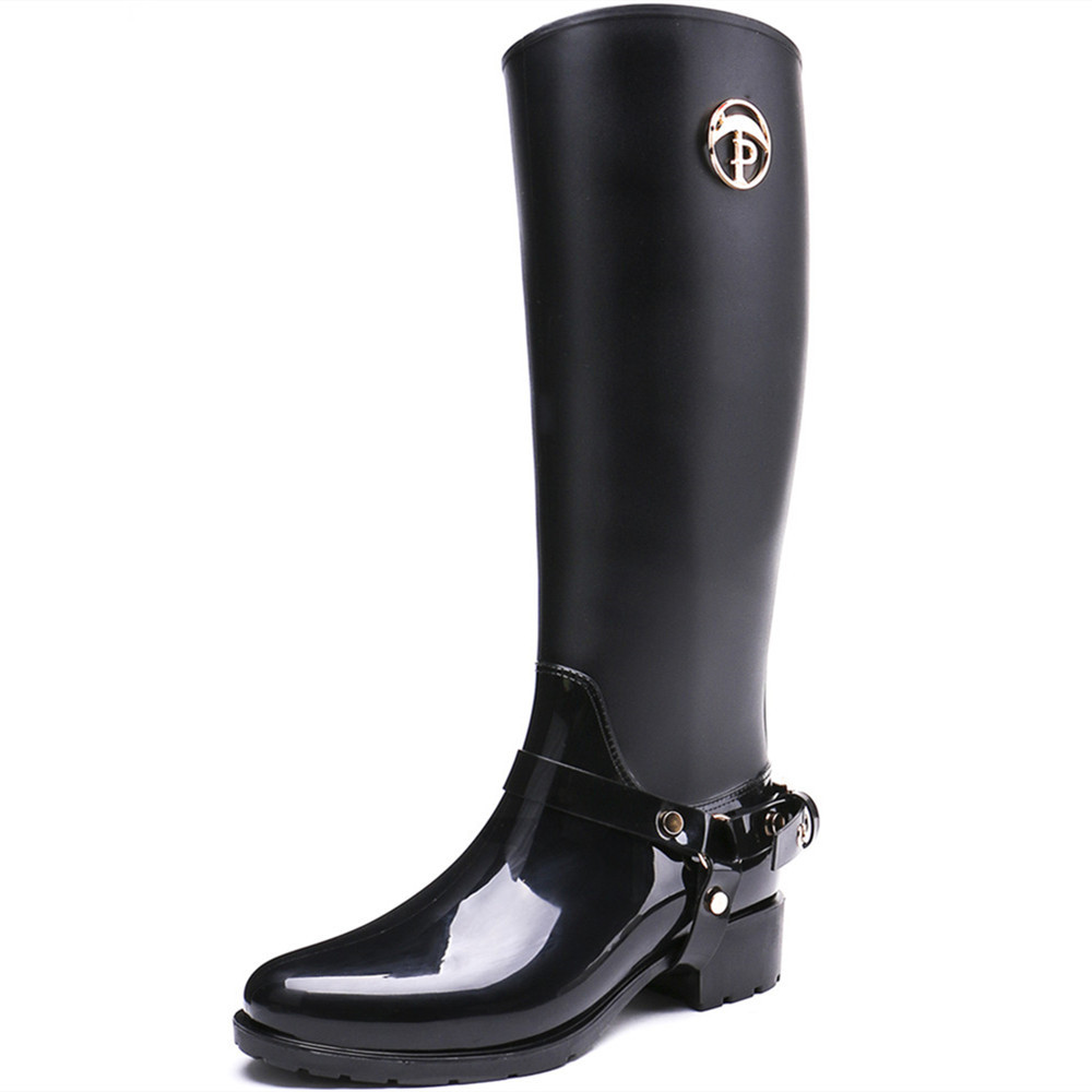 Hot Selling Eco-PVC Knee-High Zipper Closure Classic Slim Design Women's Rain Boots, Black
Hot Selling Eco-PVC Knee-High Zipper Closure Classic Slim Design Women's Rain Boots, Black